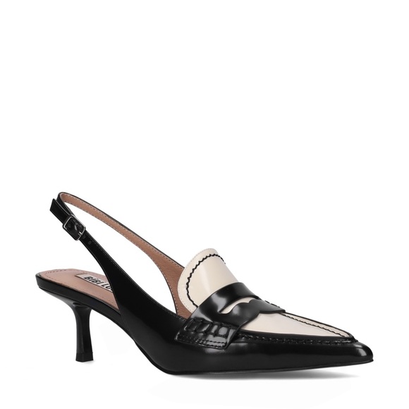 Bibi Lou black and white patent leather kitten heel slingback pumps 38 - Picture 2 of 7